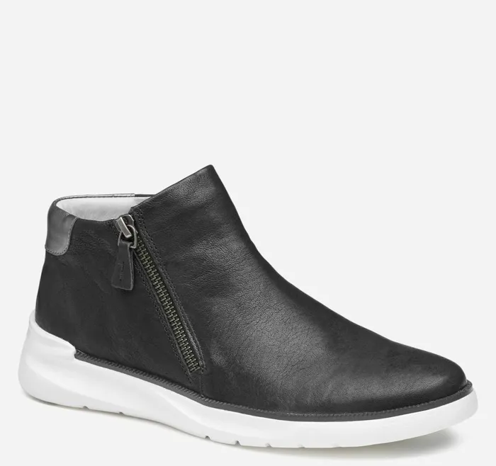 Johnston and Murphy Boots and Booties Women Emery Zip Bootie Navy Washed Italian Sheepskin