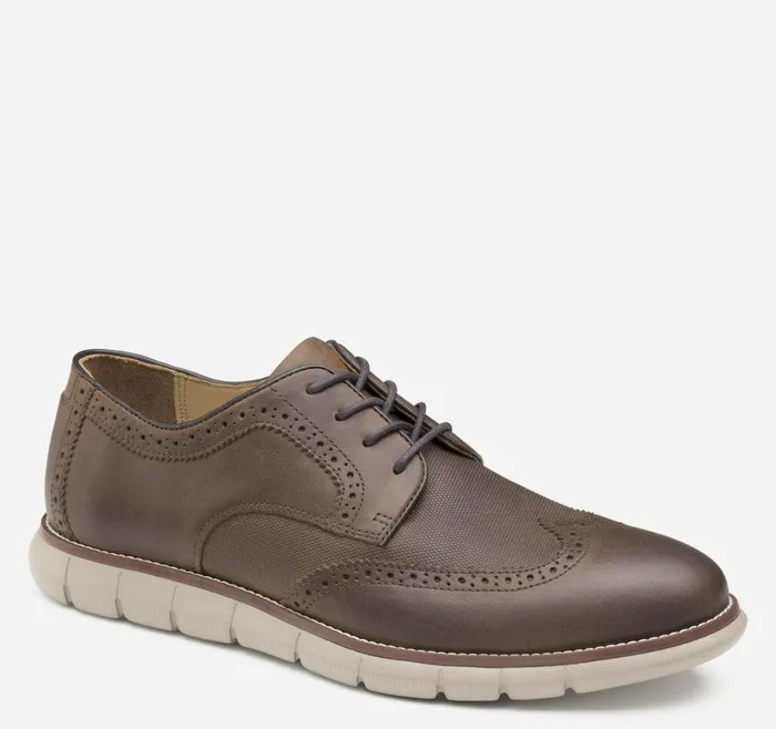Johnston and Murphy LaceUps Men Holden Embossed Wingtip Brown Oiled Full Grain
