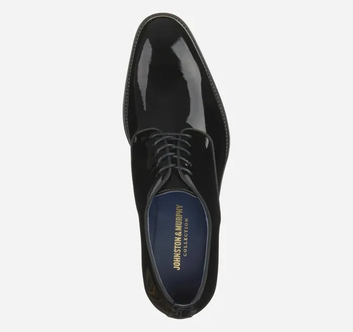 Johnston and Murphy LaceUps Men Kinser Plain Toe Black Italian Patent Calfskin Johnston and Murphy LaceUps Men Kinser Plain Toe Black Italian Patent Calfskin