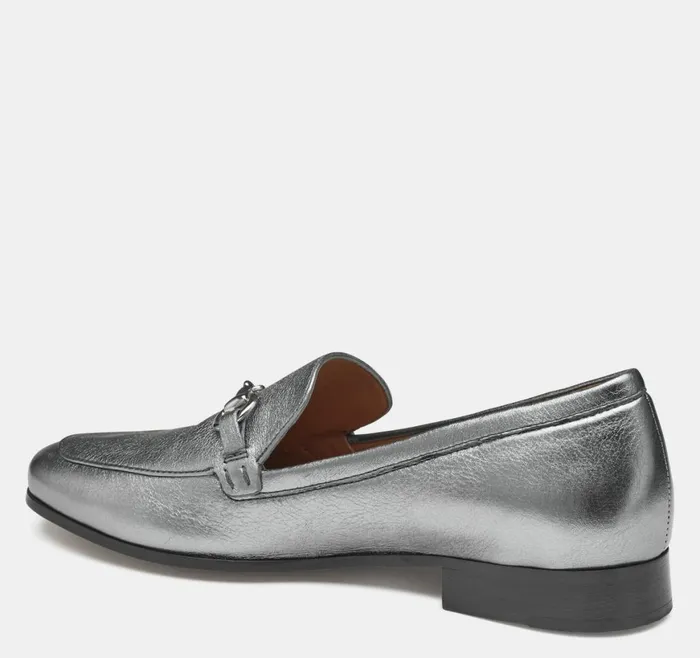 Johnston and Murphy Mules and Loafers Women Ali Bit Loafer Pewter Metallic Sheepskin Johnston and Murphy Mules and Loafers Women Ali Bit Loafer Pewter Metallic Sheepskin