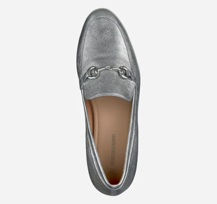 Johnston and Murphy Mules and Loafers Women Ali Bit Loafer Pewter Metallic Sheepskin Johnston and Murphy Mules and Loafers Women Ali Bit Loafer Pewter Metallic Sheepskin
