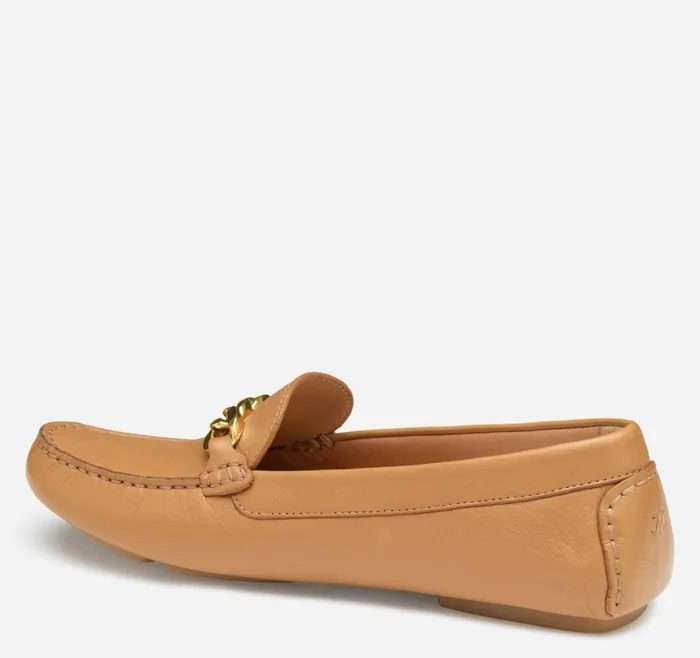 Johnston and Murphy Mules and Loafers Women Maggie Chain Moc Tan Calfskin Johnston and Murphy Mules and Loafers Women Maggie Chain Moc Tan Calfskin