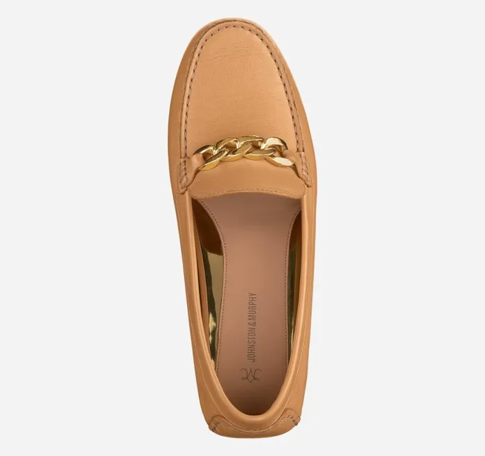Johnston and Murphy Mules and Loafers Women Maggie Chain Moc Tan Calfskin Johnston and Murphy Mules and Loafers Women Maggie Chain Moc Tan Calfskin