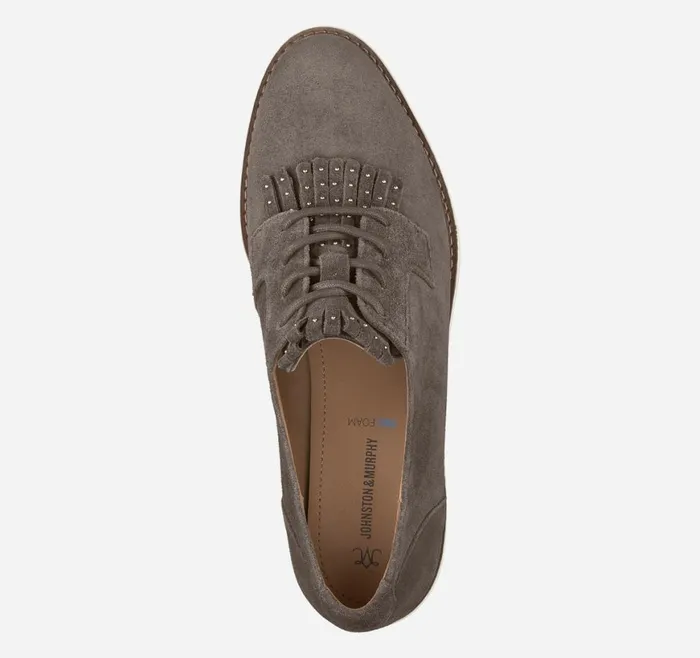 Johnston and Murphy Mules and Loafers Women Mitzi Kiltie Oxford Dark Gray Suede Johnston and Murphy Mules and Loafers Women Mitzi Kiltie Oxford Dark Gray Suede