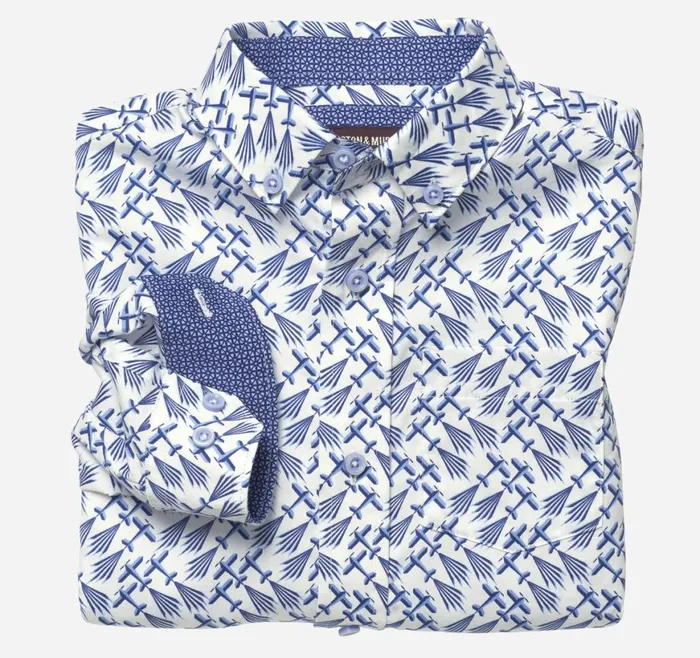 Johnston and Murphy Shirts Boys Boys LongSleeve Printed Shirt White Airplane