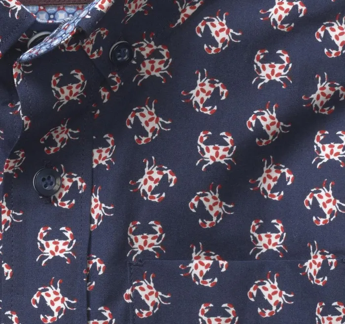 Johnston and Murphy Shirts Boys Boys ShortSleeve Printed Shirt Navy Crab Johnston and Murphy Shirts Boys Boys ShortSleeve Printed Shirt Navy Crab
