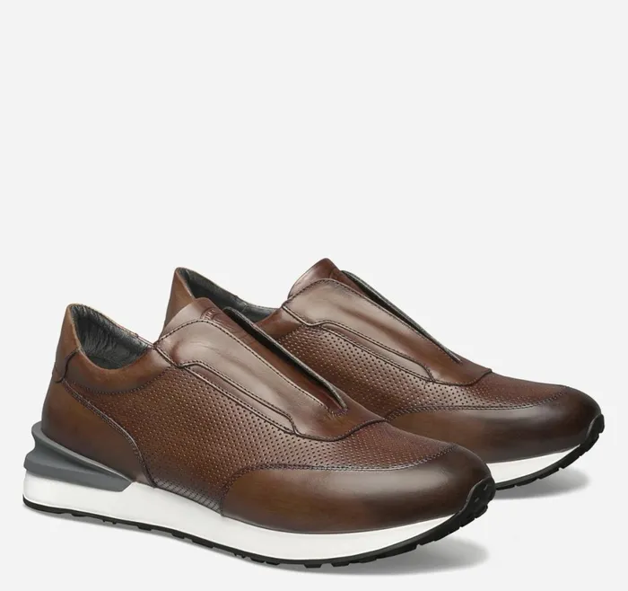 Johnston and Murphy SlipOns Men Briggs Laceless Jogger Brown Italian Calfskin