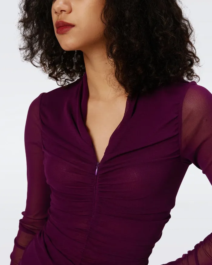 Julie Mesh Top Velvet Plum Women DVF Tops