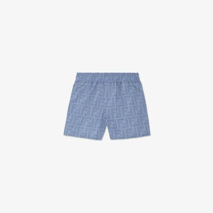 Kids Light Blue Chambray Baby Bermudas Light Blue Fendi Baby Boy