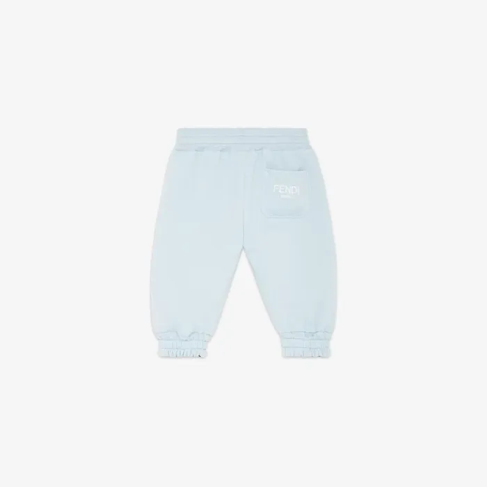 Kids Light Blue Fleece And Ff Nylon Reversible Trousers Light Blue Fendi Baby Boy