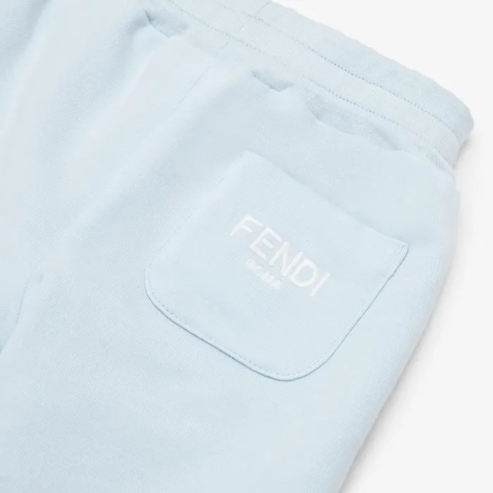 Kids Light Blue Fleece And Ff Nylon Reversible Trousers Light Blue Fendi Baby Boy