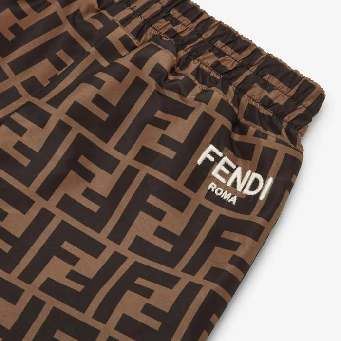 Kids Light Blue Fleece And Ff Nylon Reversible Trousers Light Blue Fendi Baby Boy