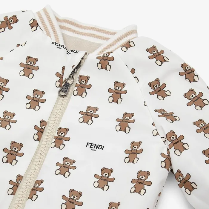 Kids Reversible Multicolour Poplin And Jersey Fleece Baby Bomber Jacket Multicolour Fendi Baby Girl