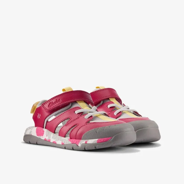 Kids Steggy Roar Pink Combination Clarks Sandals