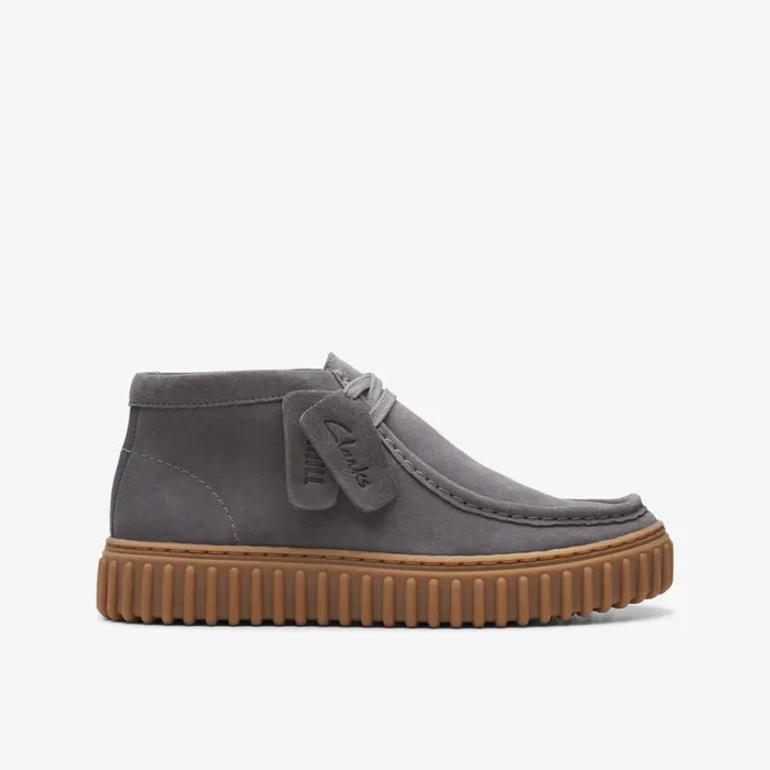 Kids Torhill Grey Suede Clarks Boots