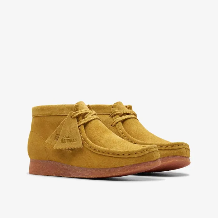 Kids Wallabee Boot Older Dark Olive Clarks Boots