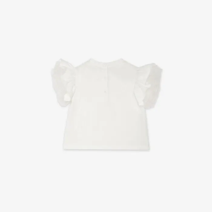 Kids White Jersey And Tulle Baby TShirt White Fendi Baby Girl