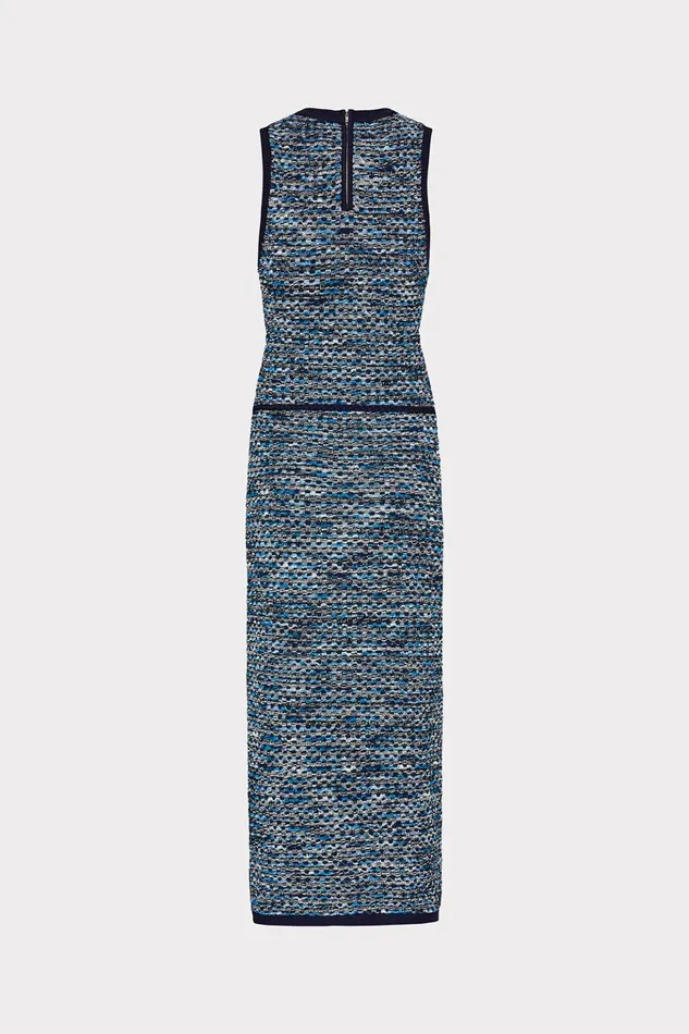Kim Textured Knit Midi Dress Navy Multi Women Milly Sweaters and Knits