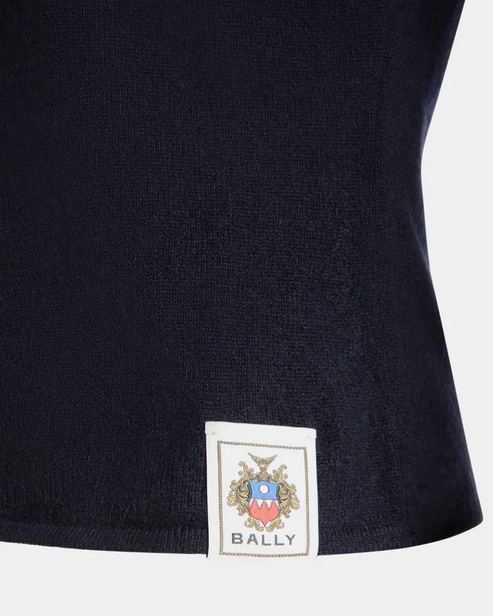 Knit Top In Navy Blue Cashmere Women Bally Knitwear