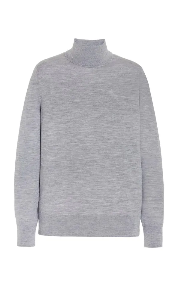 Knitwear Men Gabriela Hearst Jermaine Knit Turtleneck In Heather Grey Merino Wool