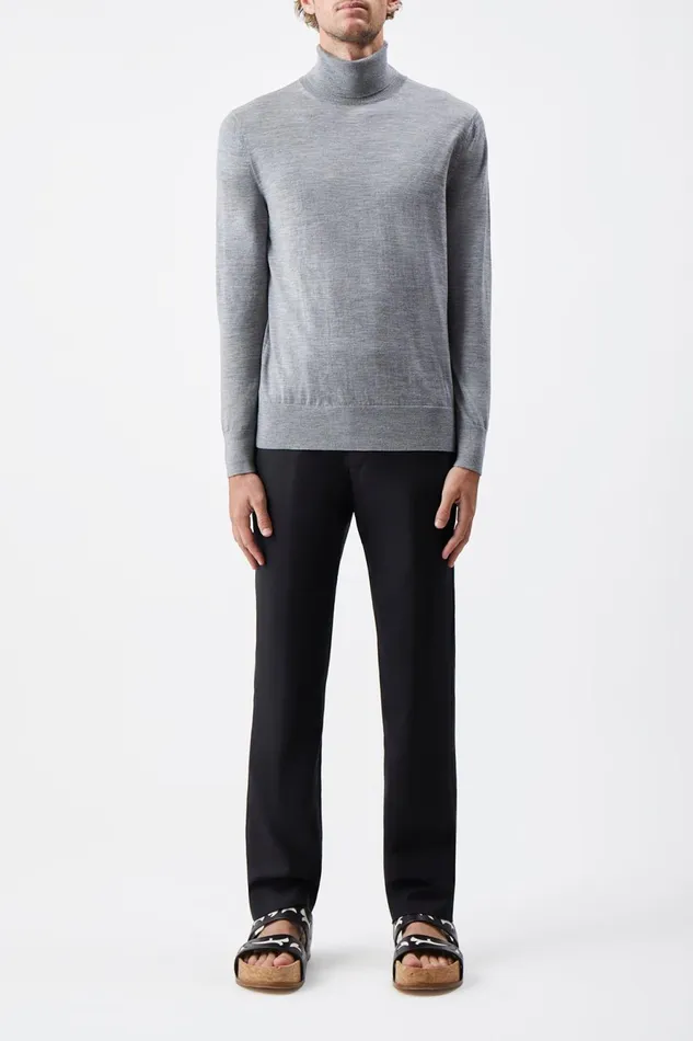 Knitwear Men Gabriela Hearst Jermaine Knit Turtleneck In Heather Grey Merino Wool