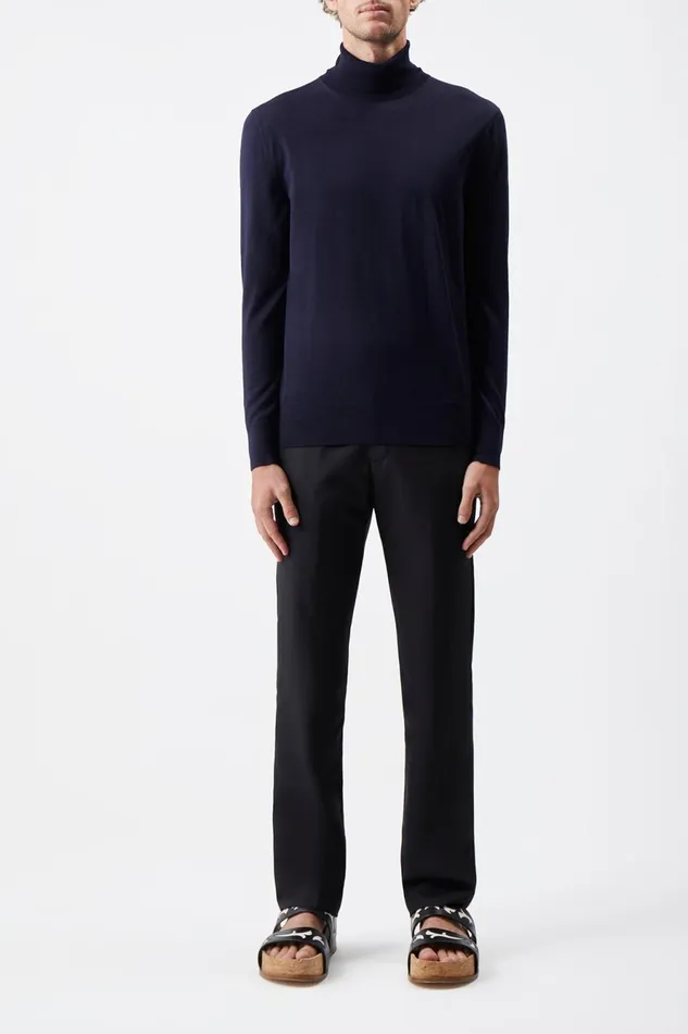 Knitwear Men Gabriela Hearst Jermaine Knit Turtleneck In Navy Merino Wool