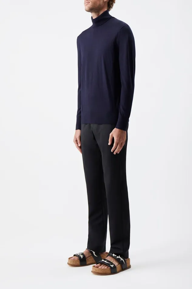 Knitwear Men Gabriela Hearst Jermaine Knit Turtleneck In Navy Merino Wool