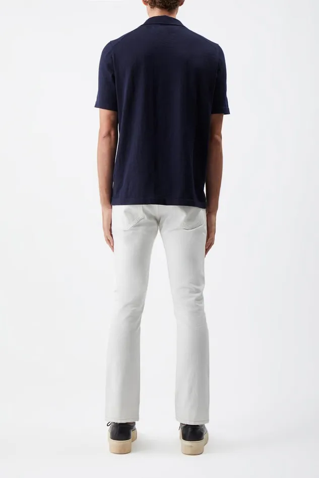 Knitwear Men Gabriela Hearst Stendhal Knit Short Sleeve Polo In Navy Cashmere Knitwear Men Gabriela Hearst Stendhal Knit Short Sleeve Polo In Navy Cashmere