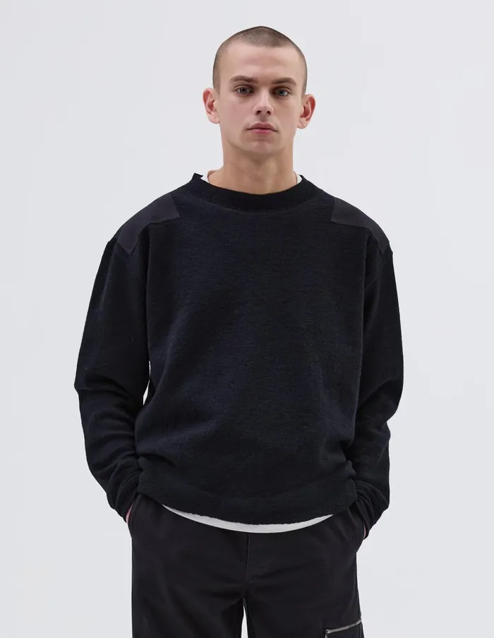 Knitwear Men Margaret Howell Mhl Woven Patch Crew Ink