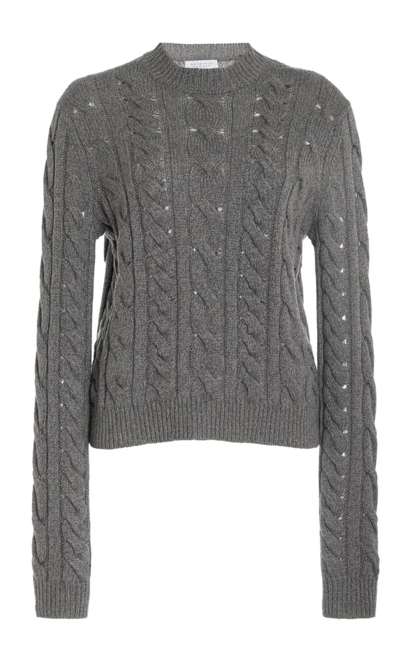 Knitwear Women Gabriela Hearst Anthea Knit Sweater In Dark Grey Multi Cashmere