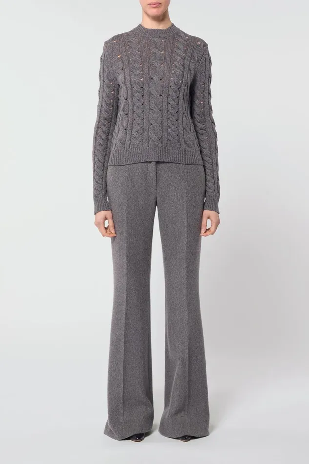 Knitwear Women Gabriela Hearst Anthea Knit Sweater In Dark Grey Multi Cashmere