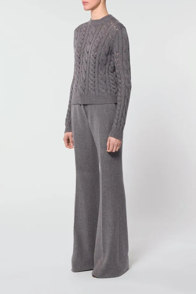 Knitwear Women Gabriela Hearst Anthea Knit Sweater In Dark Grey Multi Cashmere