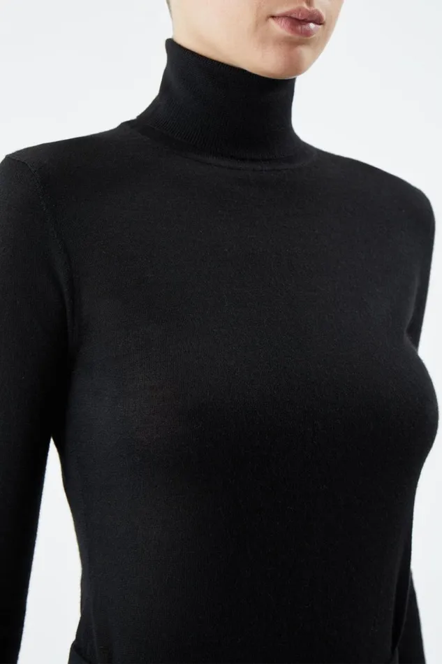 Knitwear Women Gabriela Hearst Costa Knit Turtleneck In Black Cashmere Silk