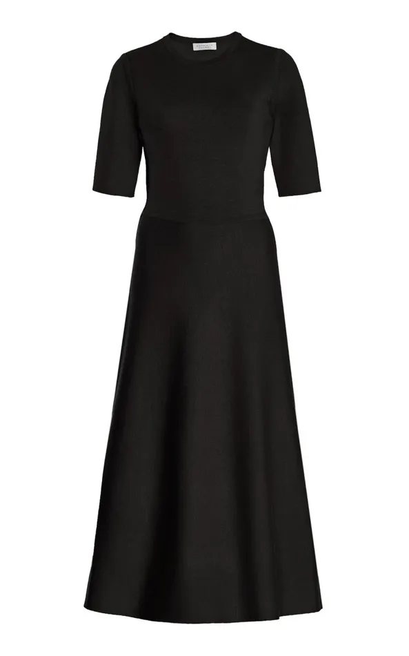 Knitwear Women Gabriela Hearst Seymore Knit Midi Dress In Black Merino Wool Cashmere