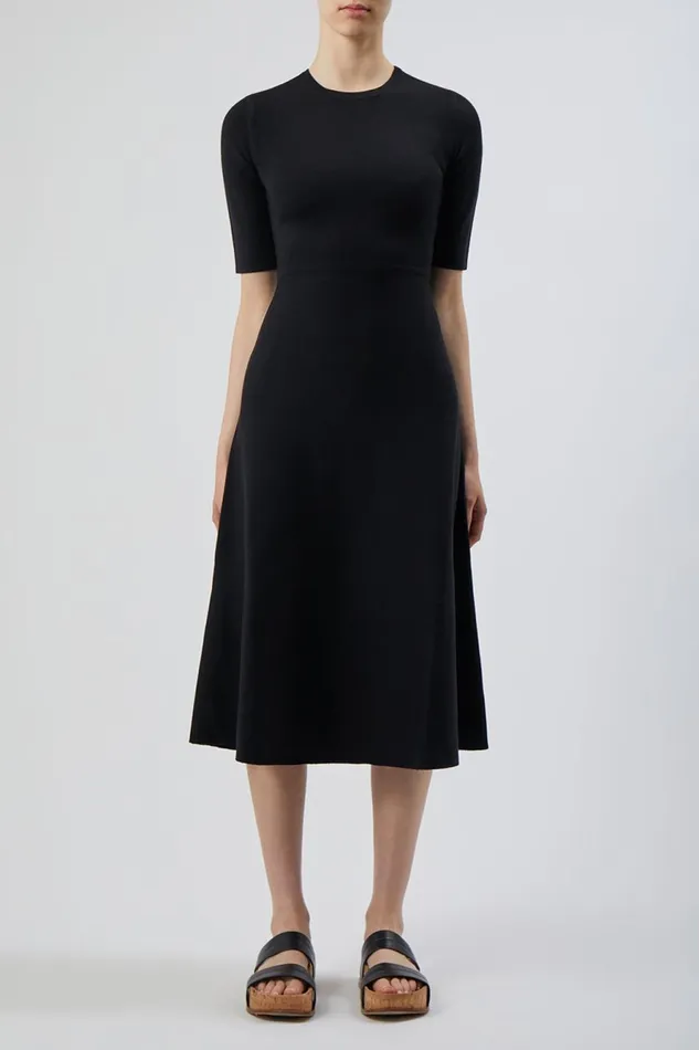 Knitwear Women Gabriela Hearst Seymore Knit Midi Dress In Black Merino Wool Cashmere Knitwear Women Gabriela Hearst Seymore Knit Midi Dress In Black Merino Wool Cashmere
