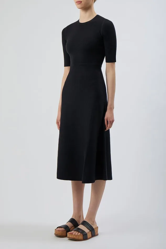 Knitwear Women Gabriela Hearst Seymore Knit Midi Dress In Black Merino Wool Cashmere Knitwear Women Gabriela Hearst Seymore Knit Midi Dress In Black Merino Wool Cashmere