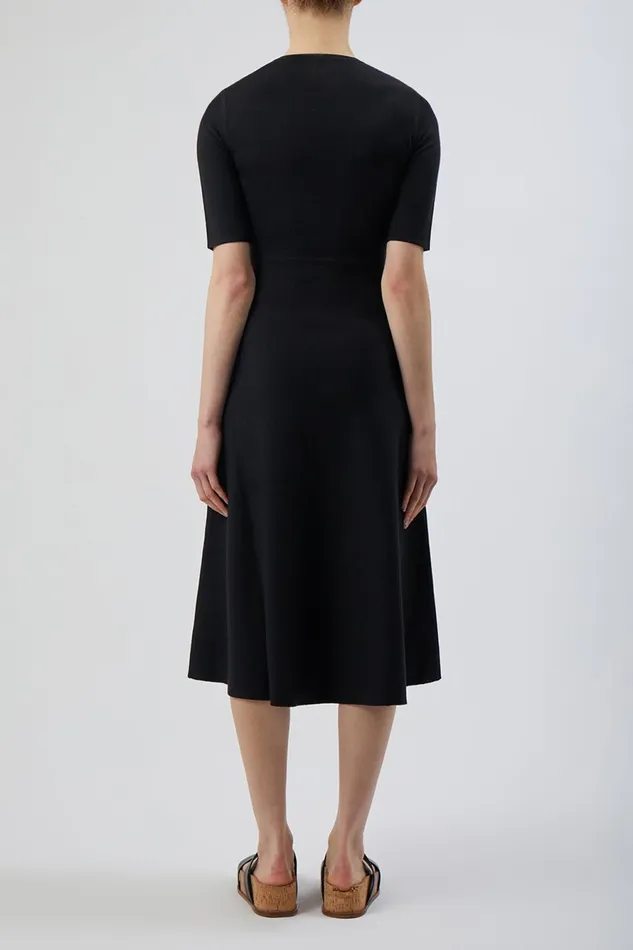 Knitwear Women Gabriela Hearst Seymore Knit Midi Dress In Black Merino Wool Cashmere Knitwear Women Gabriela Hearst Seymore Knit Midi Dress In Black Merino Wool Cashmere