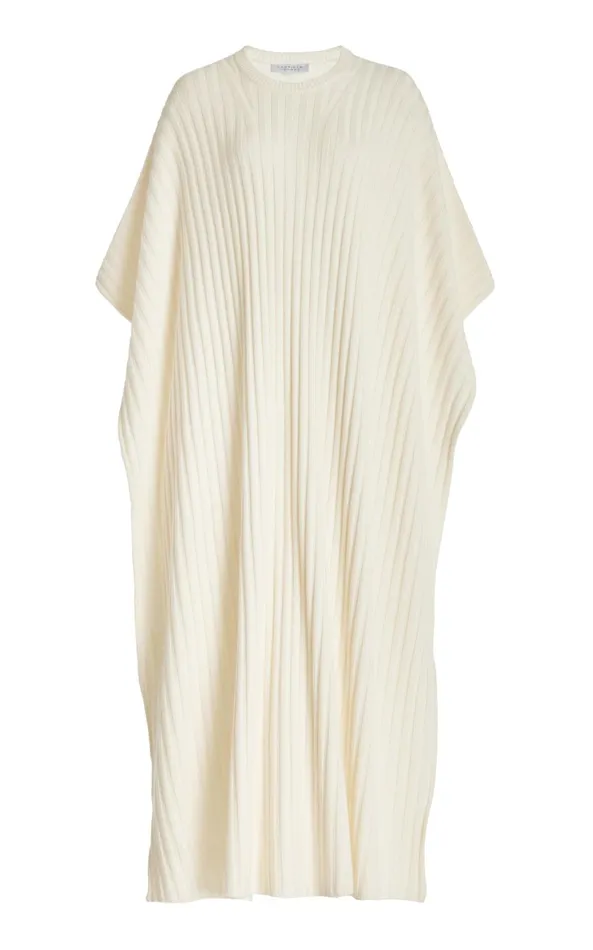 Knitwear Women Gabriela Hearst Taos Knit Poncho In Ivory Merino Wool Cashmere