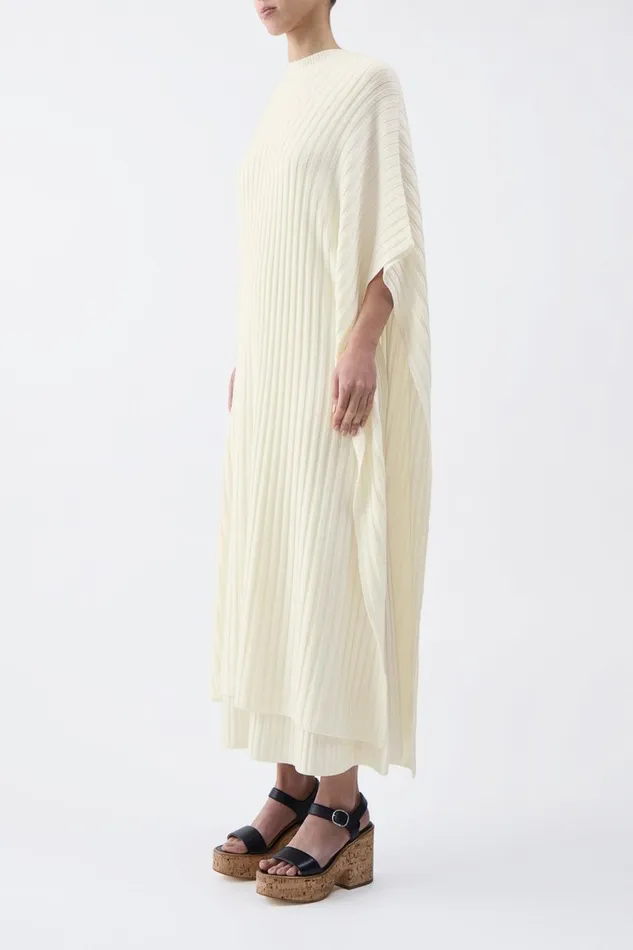 Knitwear Women Gabriela Hearst Taos Knit Poncho In Ivory Merino Wool Cashmere