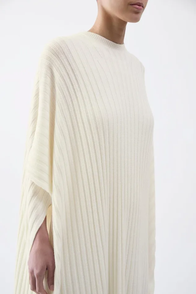 Knitwear Women Gabriela Hearst Taos Knit Poncho In Ivory Merino Wool Cashmere
