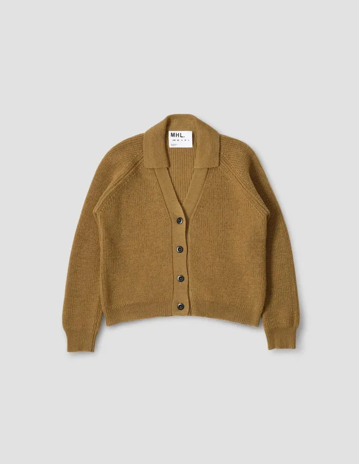 Knitwear Women Margaret Howell Mhl Collared Cardigan Ochre