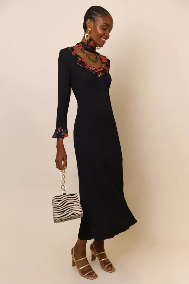 Knitwear Women RIXO Mika Black Poppy Mix