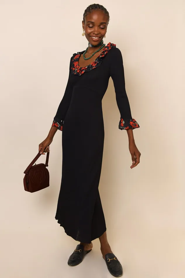 Knitwear Women RIXO Mika Black Poppy Mix