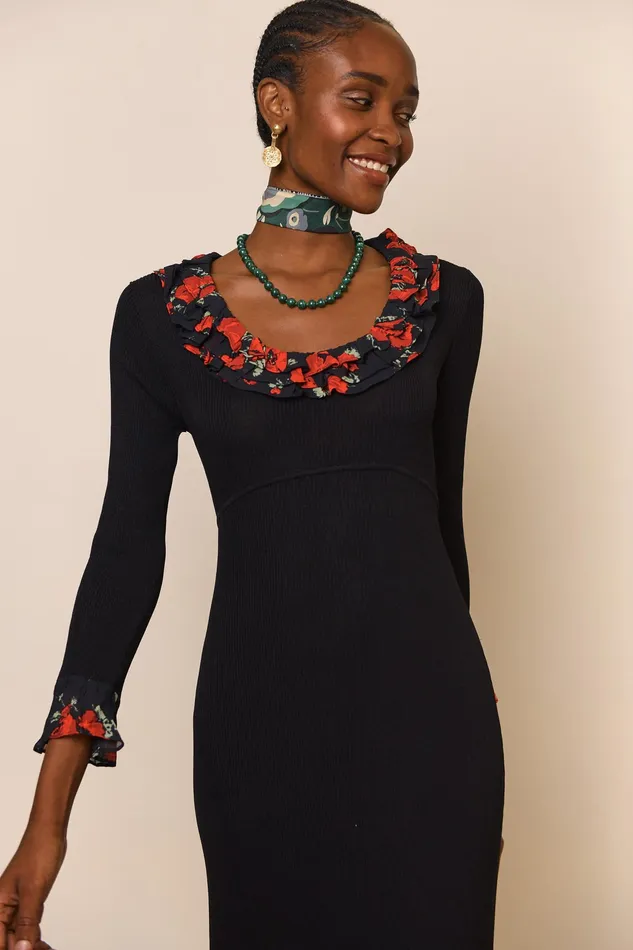 Knitwear Women RIXO Mika Black Poppy Mix