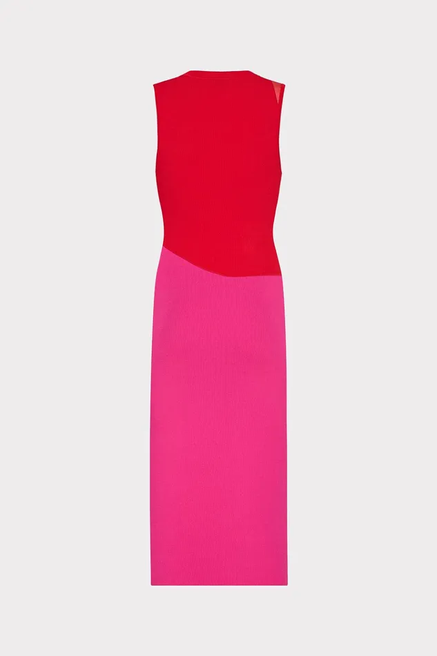 Kyle Color Block Knit Midi Dress Pink Multi Women Milly Sweaters and Knits