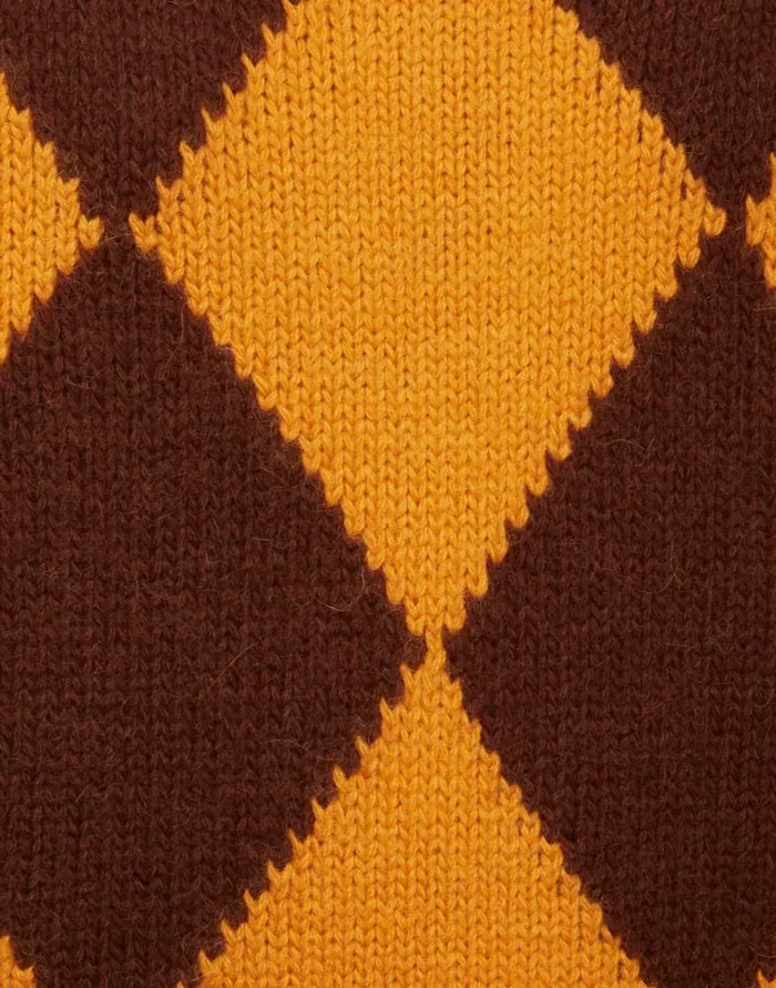 La Double J Argyle Sweater Yellow Brown Women Knitwear La Double J Argyle Sweater Yellow Brown Women Knitwear
