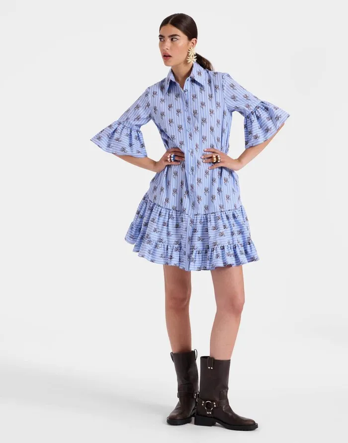 La Double J Choux Dress Gryphos Light Blue Women Dresses La Double J Choux Dress Gryphos Light Blue Women Dresses