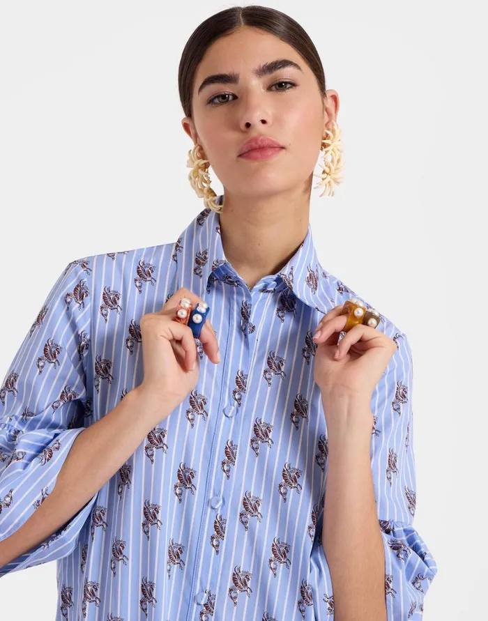 La Double J Choux Dress Gryphos Light Blue Women Dresses La Double J Choux Dress Gryphos Light Blue Women Dresses