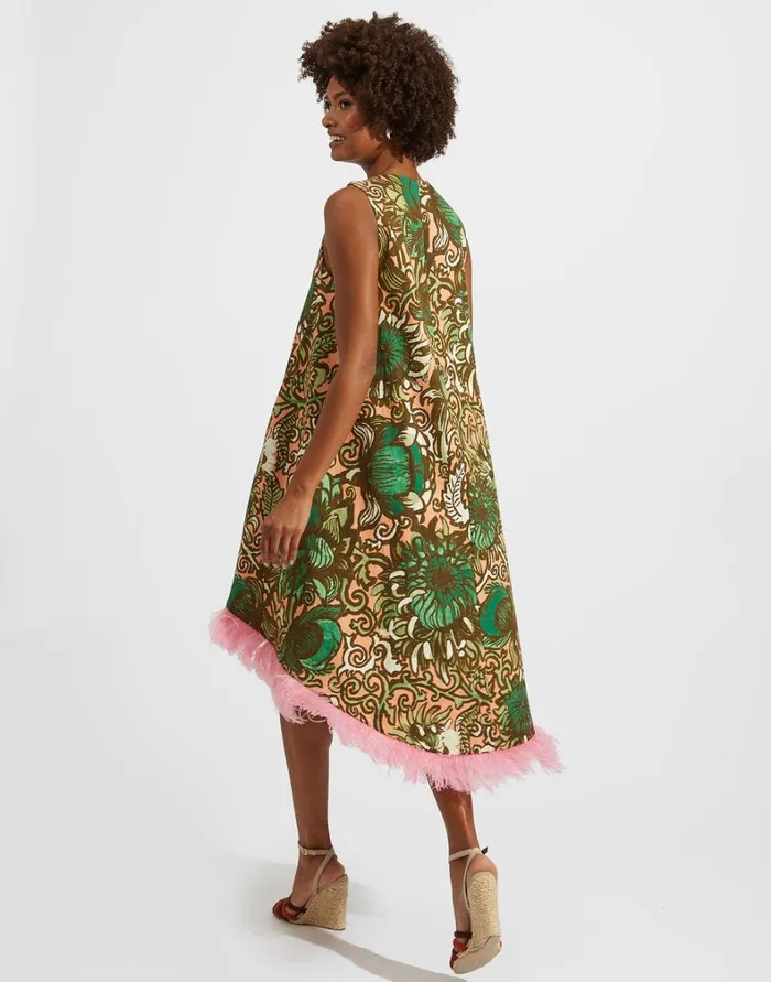 La Double J La Scala High Dress With Feathers Anemone Pink Women Dresses La Double J La Scala High Dress With Feathers Anemone Pink Women Dresses