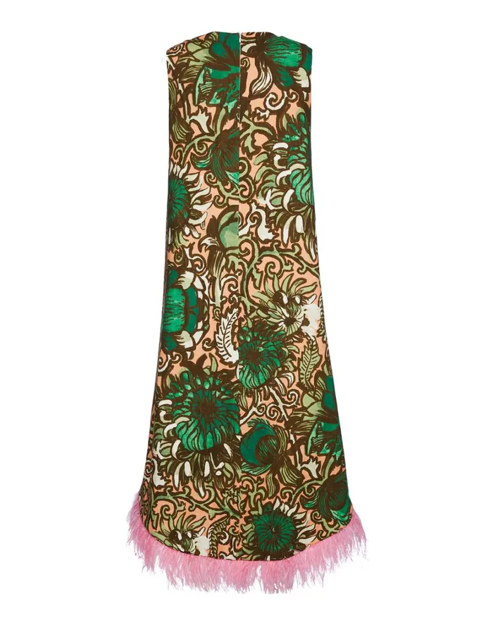 La Double J La Scala High Dress With Feathers Anemone Pink Women Dresses La Double J La Scala High Dress With Feathers Anemone Pink Women Dresses